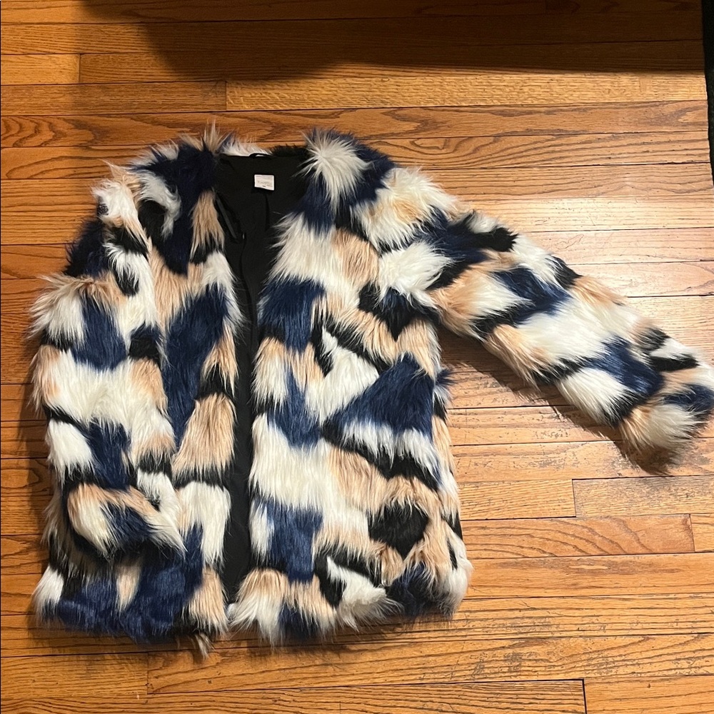 Selfie Leslie Multicolor Faux Fur Jacket